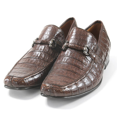 Los Altos Brown Genuine Caiman Crocodile Belly Slip-On Loafers 8   - from alligatorwarehouse.com