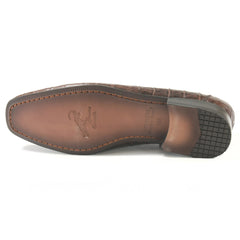 Los Altos Brown Genuine Caiman Crocodile Belly Slip-On Loafers