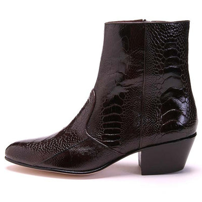Los Altos Mens Brown Genuine Ostrich Leg Leather Ankle Boots 3   - from alligatorwarehouse.com