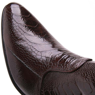 Los Altos Mens Brown Genuine Ostrich Leg Leather Ankle Boots 4   - from alligatorwarehouse.com