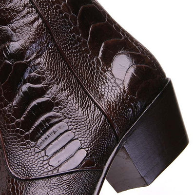 Los Altos Mens Brown Genuine Ostrich Leg Leather Ankle Boots 5   - from alligatorwarehouse.com