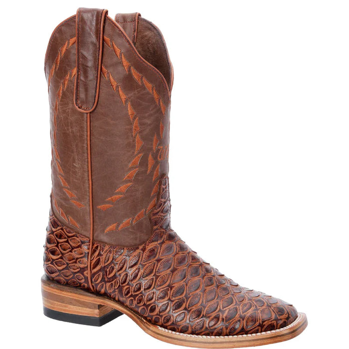 Mens White Diamond Boot Brown Printed Anteater Boots Square Toe