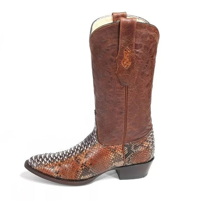 Los Altos Brown Boots Genuine Python Skin 3   - from alligatorwarehouse.com