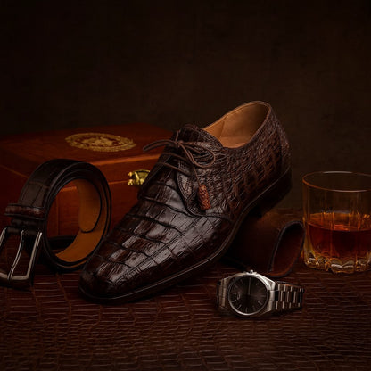Marco Di Milano Cancun Brown Caiman Crocodile Derby