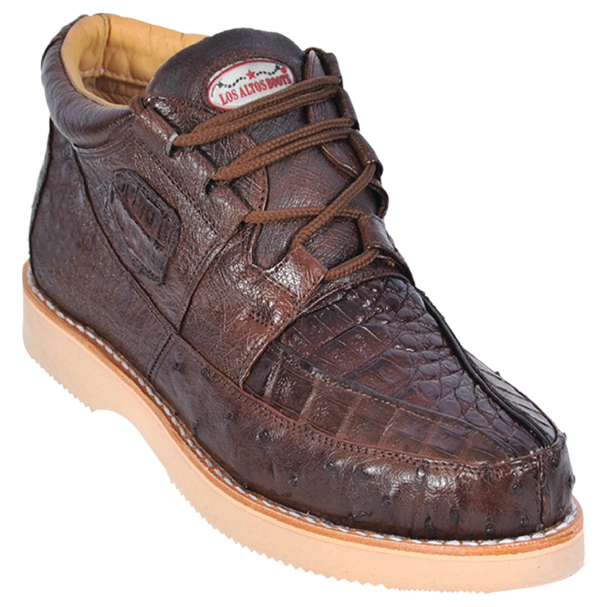 Los Altos Casual Brown Caiman & Ostrich Skin Sneakers