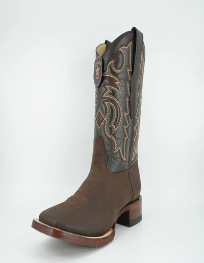 Los Altos Men's Crazy Brown Wide Square Toe Boot 3   - from alligatorwarehouse.com