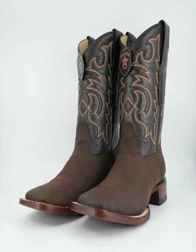 Los Altos Men's Crazy Brown Wide Square Toe Boot 1   - from alligatorwarehouse.com