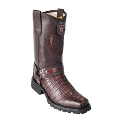 Los Altos Brown Genuine Crocodile Biker Boot