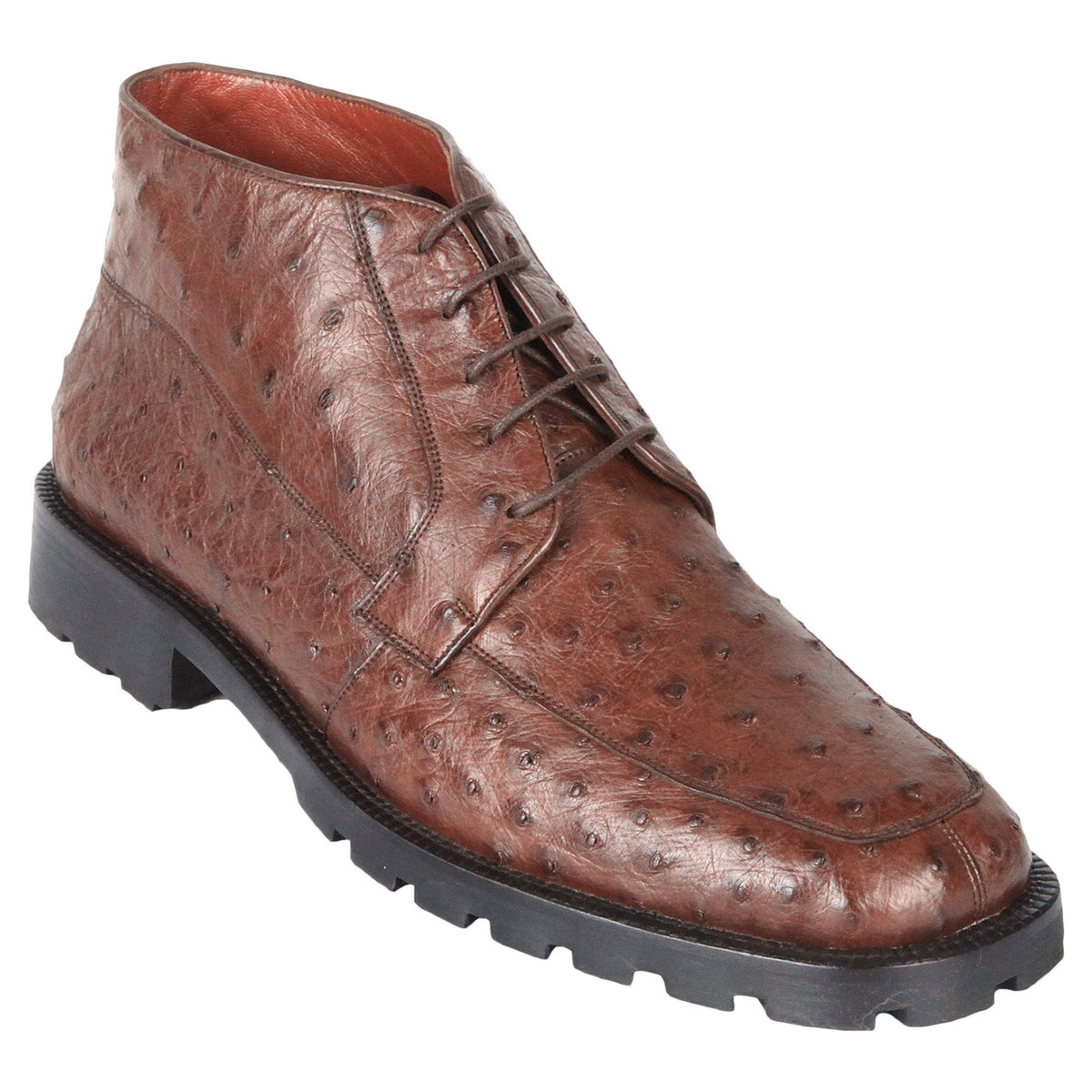 Los Altos Brown Genuine Ostrich Skin Demi Boots