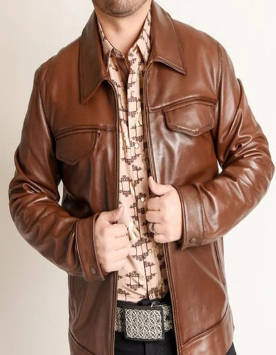 Original Fine Leather Brown Western Jacket 1   - from alligatorwarehouse.com