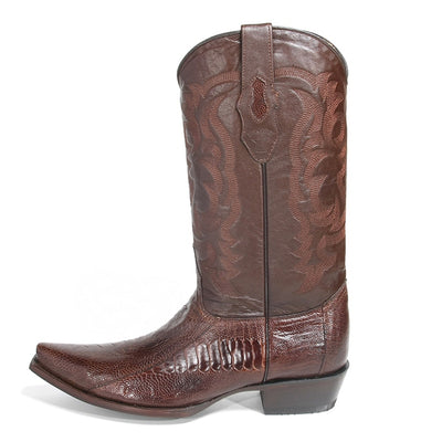 Los Altos Men's Brown Genuine Ostrich Leg Snip Toe Boots 3   - from alligatorwarehouse.com