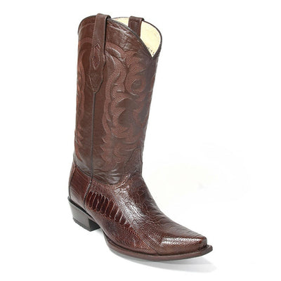 Los Altos Men's Brown Genuine Ostrich Leg Snip Toe Boots 1   - from alligatorwarehouse.com
