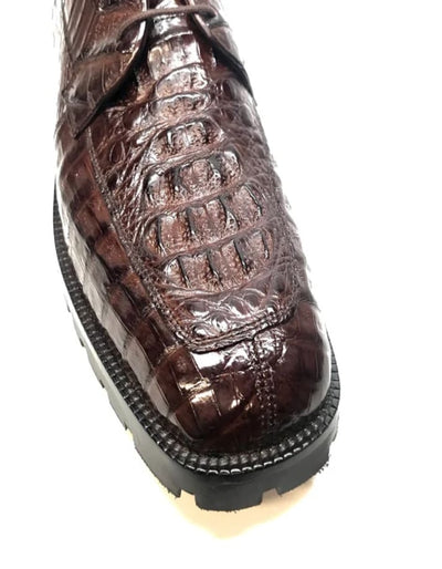 Los Altos Brown Hornback Crocodile Ankle Boots 3   - from alligatorwarehouse.com
