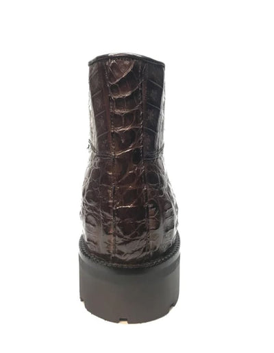 Los Altos Brown Hornback Crocodile Ankle Boots 7   - from alligatorwarehouse.com