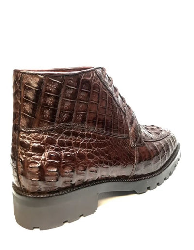 Los Altos Brown Hornback Crocodile Ankle Boots 2   - from alligatorwarehouse.com