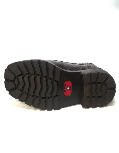 Los Altos Brown Hornback Crocodile Ankle Boots 8   - from alligatorwarehouse.com