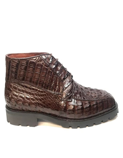 Los Altos Brown Hornback Crocodile Ankle Boots 5   - from alligatorwarehouse.com