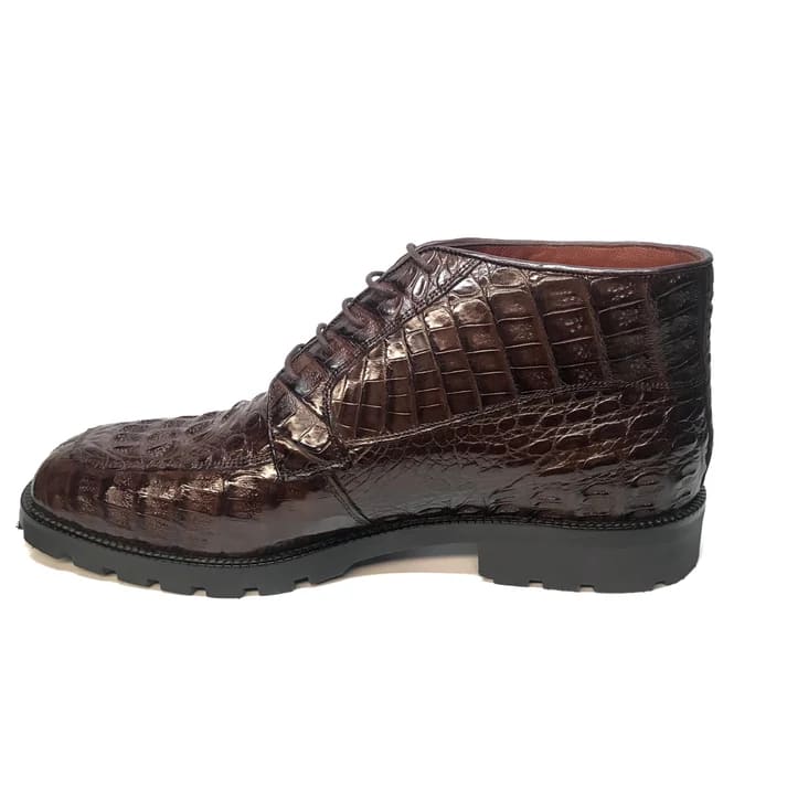 Los Altos Brown Hornback Crocodile Ankle Boots