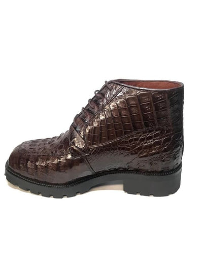 Los Altos Brown Hornback Crocodile Ankle Boots 4   - from alligatorwarehouse.com