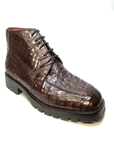 Los Altos Brown Hornback Crocodile Ankle Boots 1   - from alligatorwarehouse.com