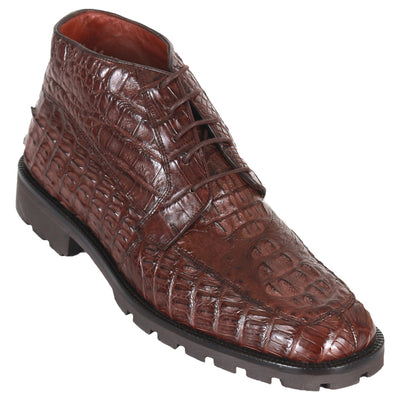 Los Altos Brown Caiman Hornback Square Toe Boots 1   - from alligatorwarehouse.com
