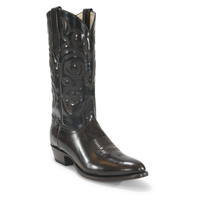Los Altos Brown Round Toe Glossy Leather Boots 3   - from alligatorwarehouse.com