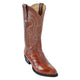 Los Altos Men's Brown Eel Leather Boots with White Stitched Upper