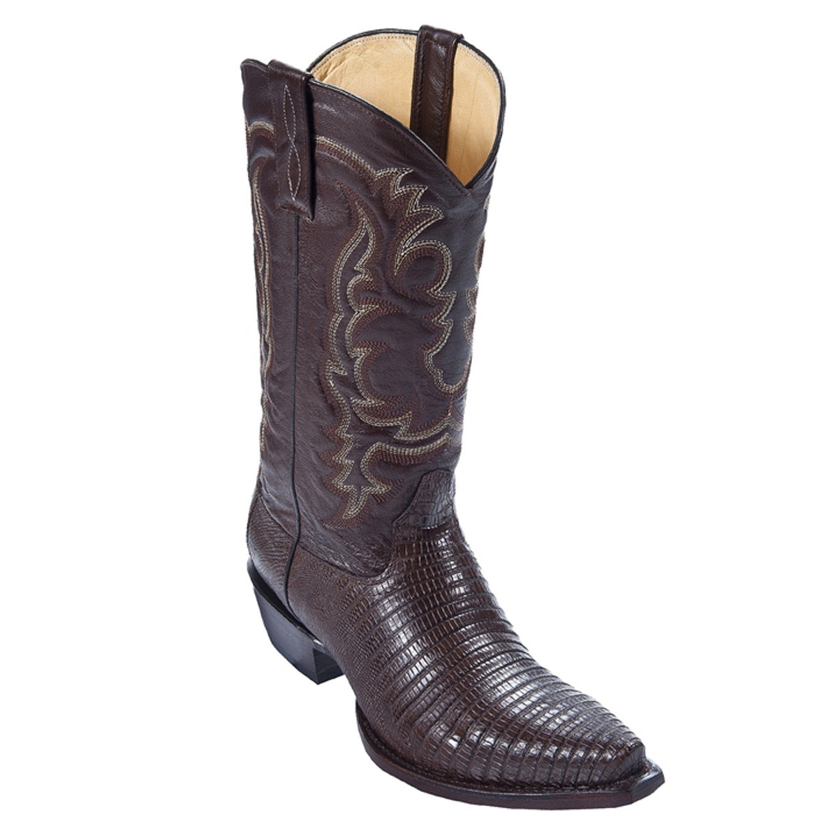 Los Altos Men's Brown Genuine Teju Lizard Snip Toe Boots