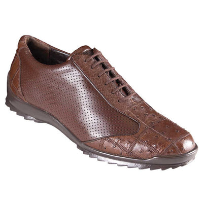 Los Altos Brown Ostrich Patch Casual Shoes 1   - from alligatorwarehouse.com