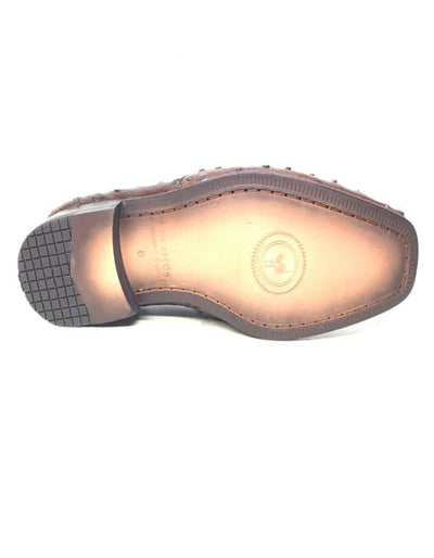 Los Altos Men's Brown Ostrich Quill Buckled Dress Loafers 6   - from alligatorwarehouse.com
