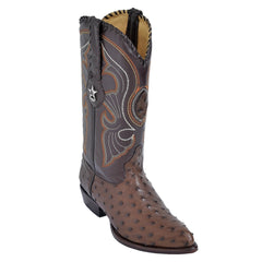 Los Altos Men's Brown Full Quill Ostrich Boots