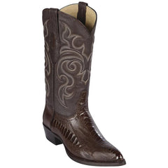 J Toe Cowboy Boots - J Toe Western Boots - Los Altos Boots - Mens Dress Cowboy Boot - Low Priced Brown Ostrich Leg Cowboy Boots J-Toe- in Brown