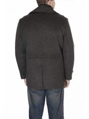 Double Breasted Six Button Herringbone Brown Designer men's Wool Peacoat Sale