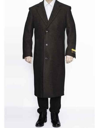 3 Button Ankle length Wool Dress Brown Top Coat/Overcoat | Winter men's Topcoat Sale 1   - from alligatorwarehouse.com