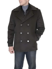 Double Breasted Six Button Herringbone Brown Designer men's Wool Peacoat Sale