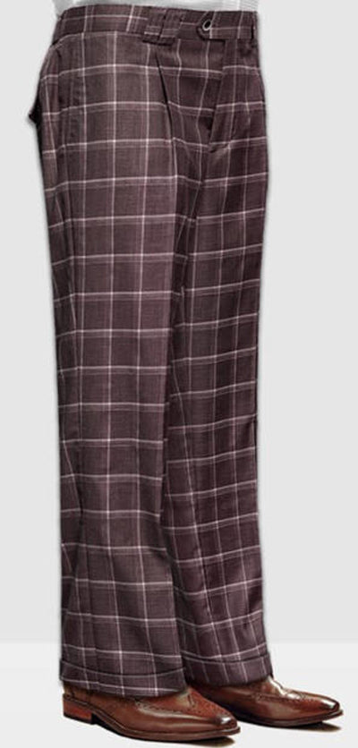Statement Mens Brown Plaid Wool Baggy Leg Pants 1   - from alligatorwarehouse.com