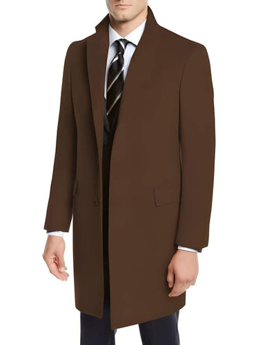Men's Brown Four Button Cuffs Wool Fabric Big And Tall Men's Peacoat 1   - from alligatorwarehouse.com