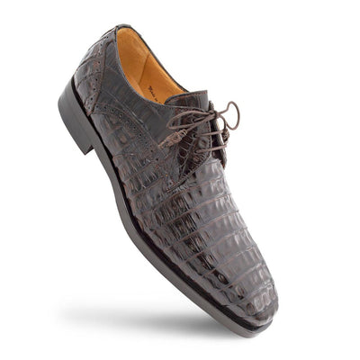 Golfo Derby Brown Plain Toe Crocodile Shoes  By Mezlan Made In Spain Brand 1   - from alligatorwarehouse.com