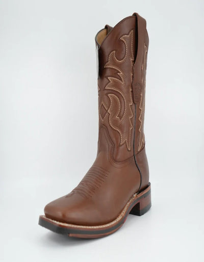 Los Altos Men's Leather Brown Wide Square Toe Rubber Sole Boot 6   - from alligatorwarehouse.com