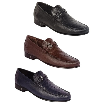 Lombardy Men’s Ostrich Quill & Calfskin Bit Loafers – Exotic Leather Dress Shoes