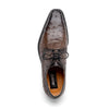 Mauri Italy Men's Ostrich Shoes Brown Burished Toe Dillinger 2   - from alligatorwarehouse.com