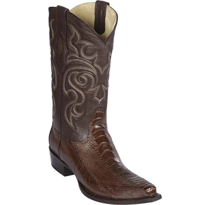 Los Altos Boots - Mens Dress Cowboy Boot - Low Priced Brown Snip Toe Ostrich Leg Boots- in  Brown 1   - from alligatorwarehouse.com