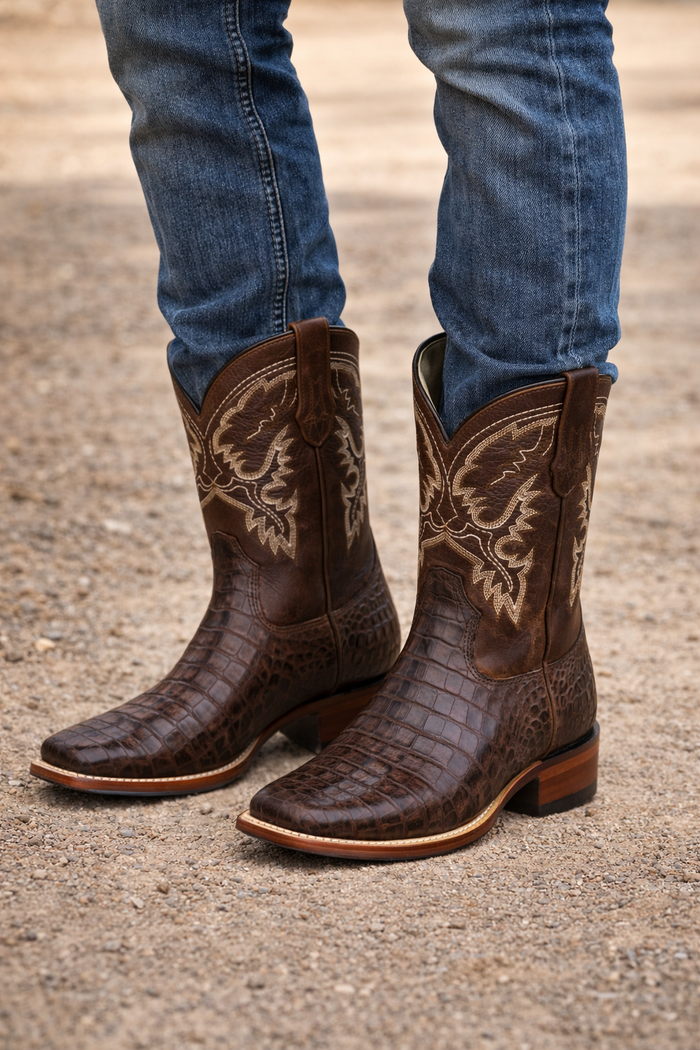 Brown Square Toe Cowboy Boots
