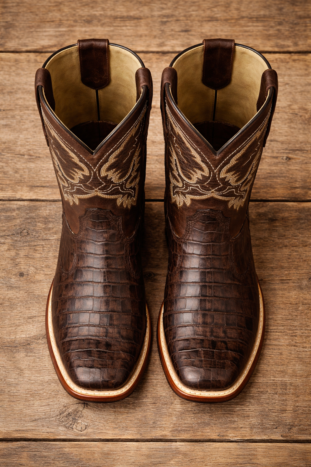 Brown Square Toe Cowboy Boots