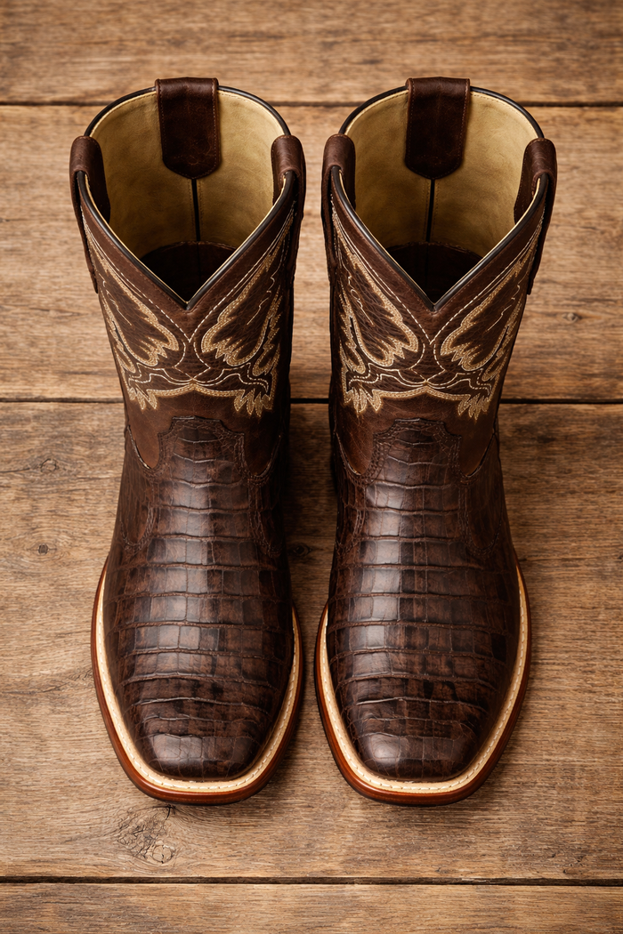 Brown Square Toe Cowboy Boots