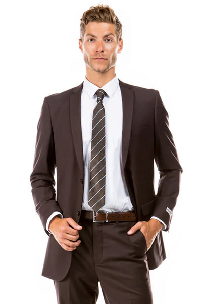Men's Basic 2 Button Slim Fit Wedding Brown Suit 1   - from alligatorwarehouse.com