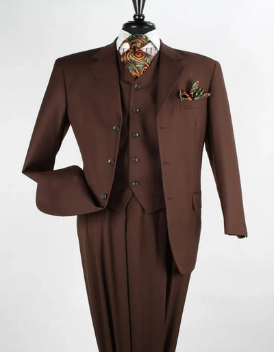 Pleated Suit - Mens Suits With Pleated Pant -  Regular Fit Suit - Coco Brown Suit 1   - from alligatorwarehouse.com