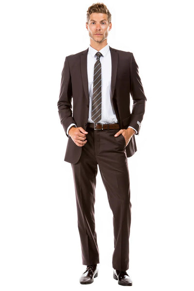 Men's Basic 2 Button Slim Fit Wedding Brown Suit 2   - from alligatorwarehouse.com