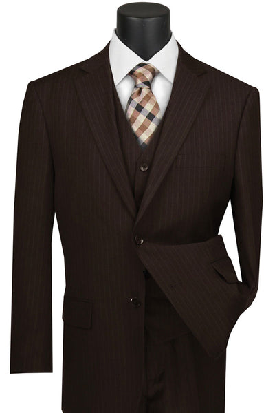 Mens Classic Vested Pinstripe Suit in Brown 1 SO1V2RS-7_BROWN_36S  - from alligatorwarehouse.com