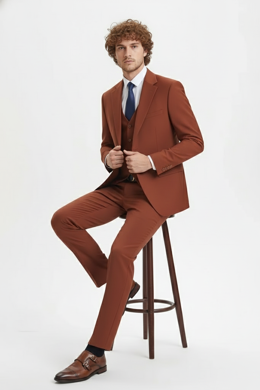  Brown Three-Piece Suit –   Slim